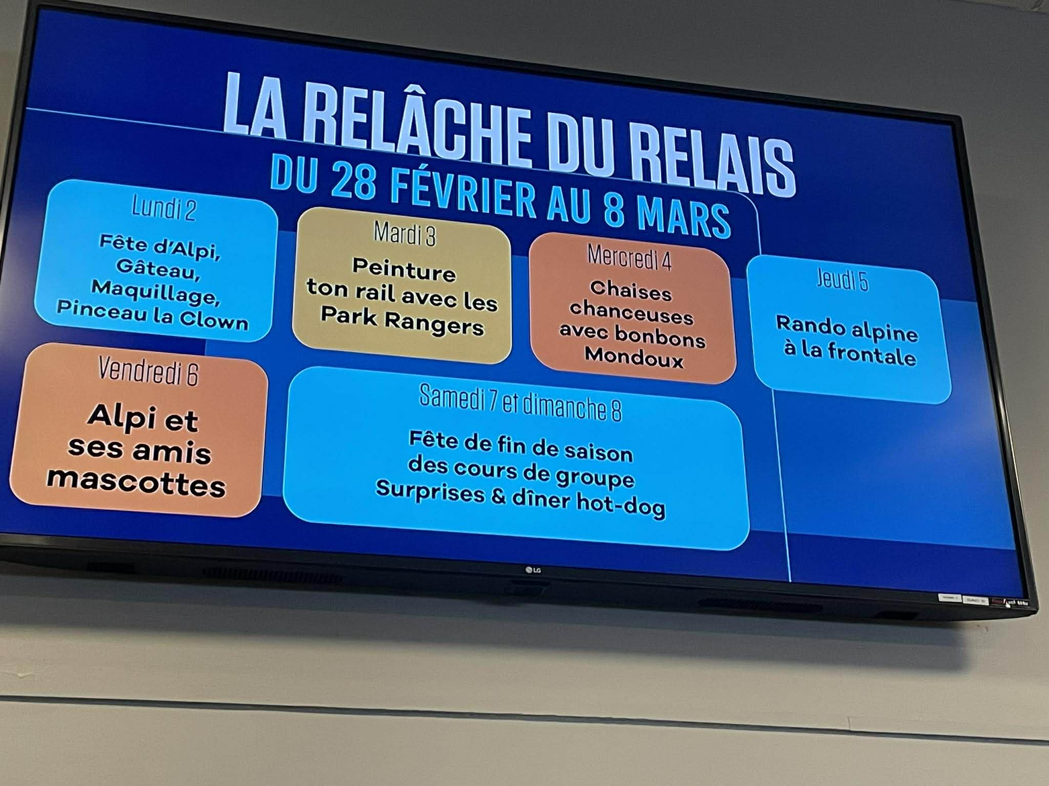 Centre de ski Le Relais - Une belle planification de la programmation.