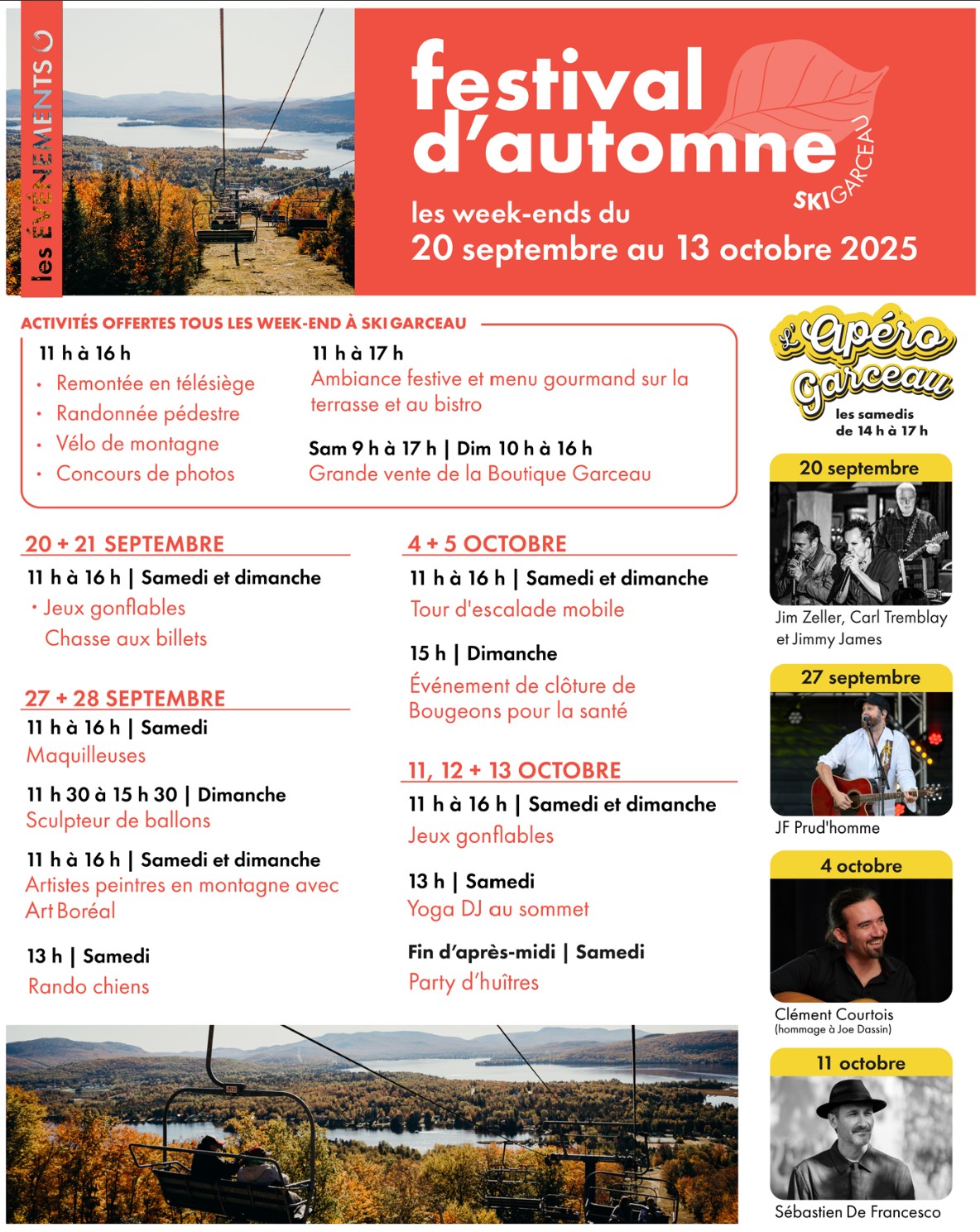 Mont Garceau - Festival D'automne du 20 sept. au 13 octobre
