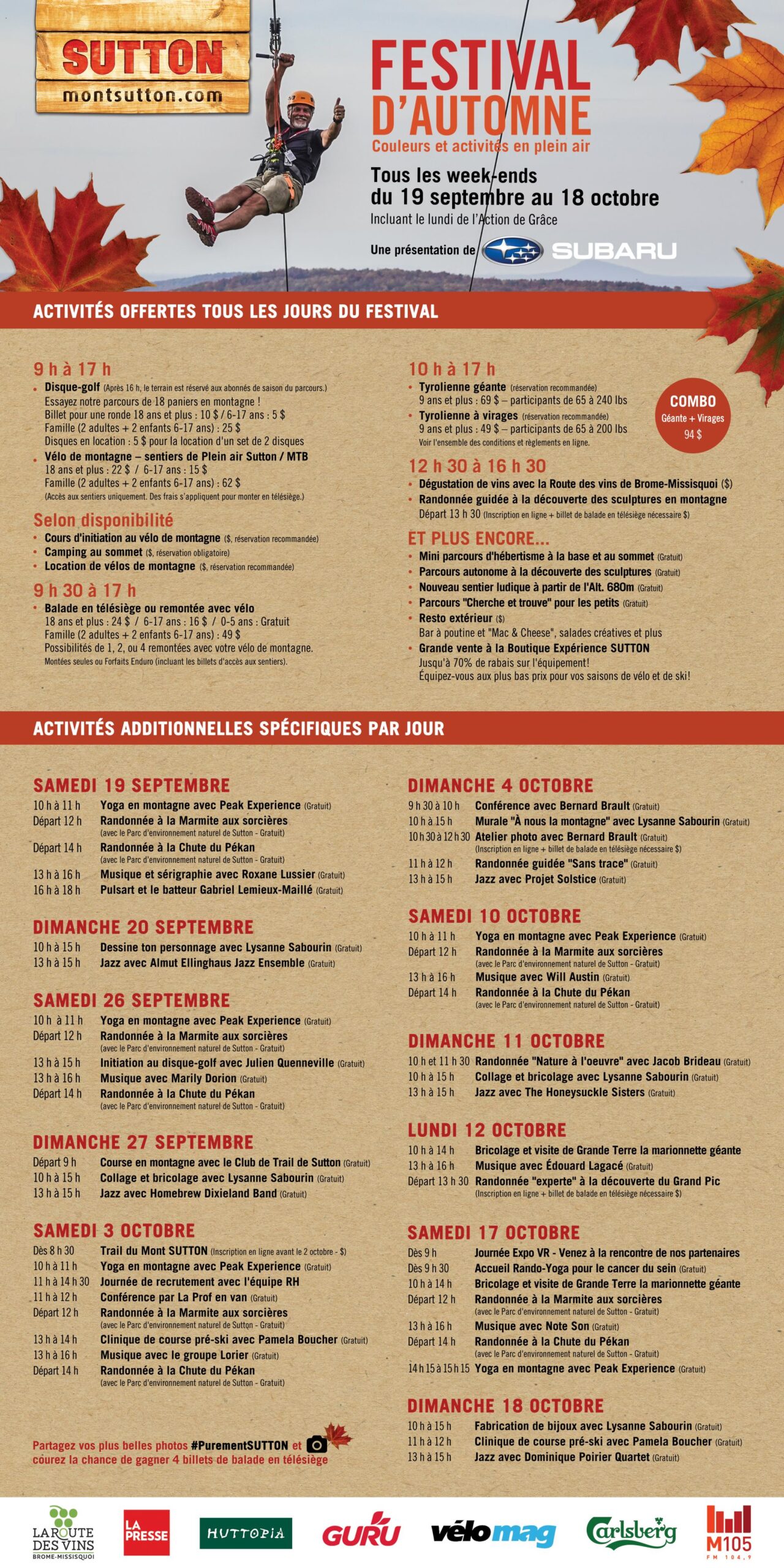 Mont Sutton - Le Festival d'automne - Encore quelques week-ends