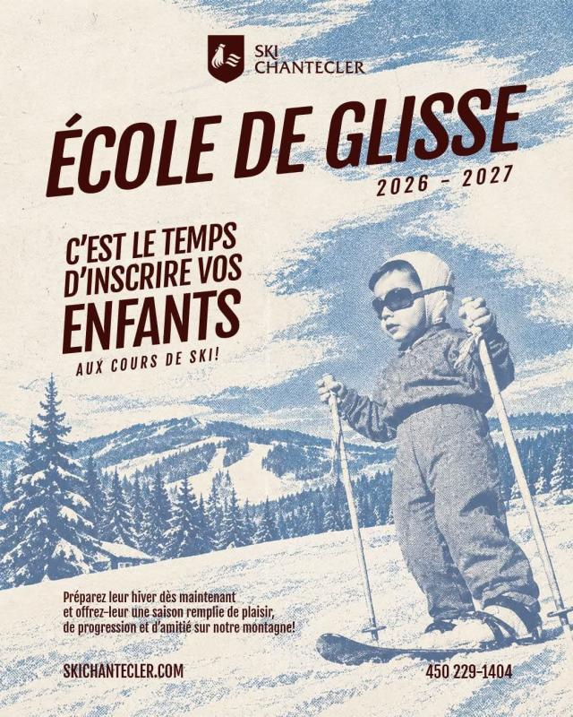 Les inscriptions à l’École de glisse du Ski Chantecler pour la saison 2026-2027 sont ouvertes! 