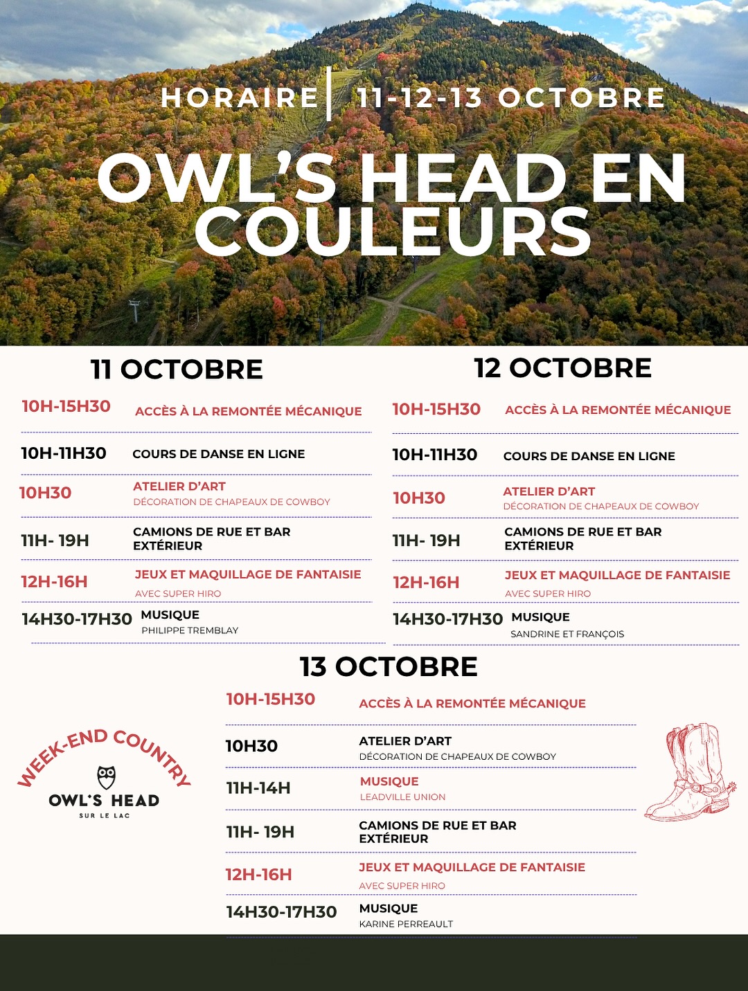 Owl's Head - Vivez le Wild Wild Est - La Thématique country