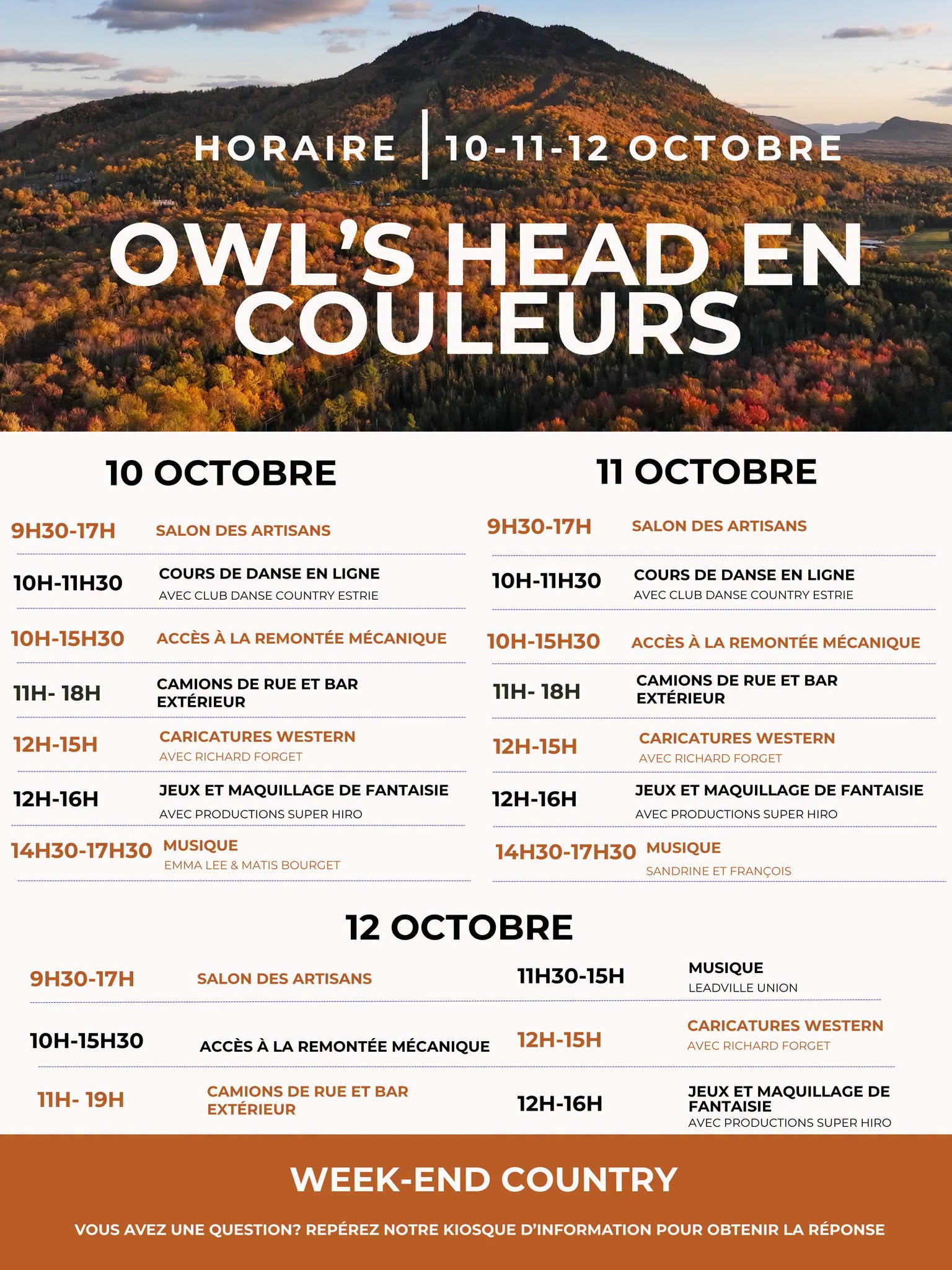 Owl's Head - Dernier week-end festif d'automne avant l'ouverture