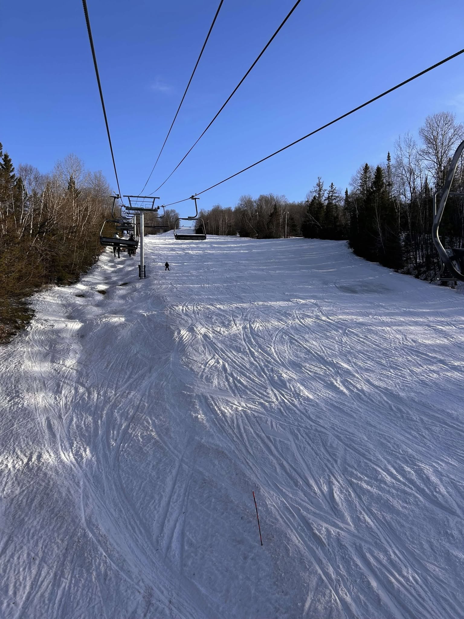 Sommet Saint-Sauveur Mercredi 19 mars 2025 La montagne commence sérieusement à prendre des airs de ski/snow de printemps!  La magnifique terrasse est prête à vous accueillir et déjà aujourd’hui, plusieurs personnes en profitaient entre 2 descentes.  Coup 